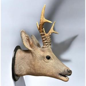 Terracotta Deer Head Trophy, Late 19th Century 