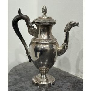 Verseuse - Théière - Cafetière égoïste En Argent Massif Poinçon Minerve Fin XIXéme Siècle 