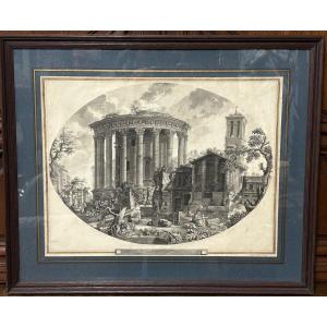 Dessin D’époque Fin XVIII Ou Début XIXéme Siècle Vue Du Temple De La Sibylle Rome Italie