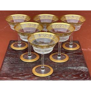 Thistle Six Saint Louis Crystal Champagne Coupes 