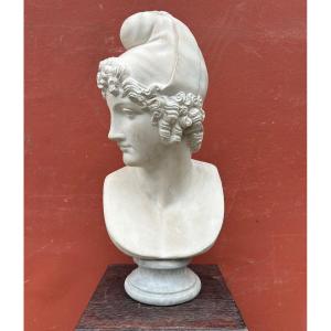 Bust Of Paris After Canova (1757-1822) Plaster Sculpture 20th Century 