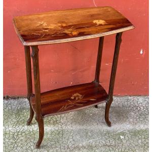 Emile Galle (1846-1904) Small Art Nouveau Marquetry Side Table, Nancy School, 1900