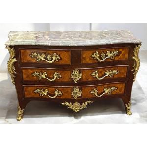 Important Tomb Commode In Marquetry Stamped By Hansen Hubert, Louis XV Period, 18th Century