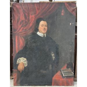 Grand Portrait D’homme Religieux époque Début XVIIIème Huile Sur Toile H 135 Cm