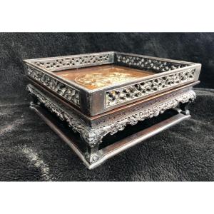 Scholars Table Or Wooden Tray Inlaid With Nacre Indochina Nineteenth