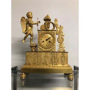 Clock In Gilt Bronze Empire Restoration Period