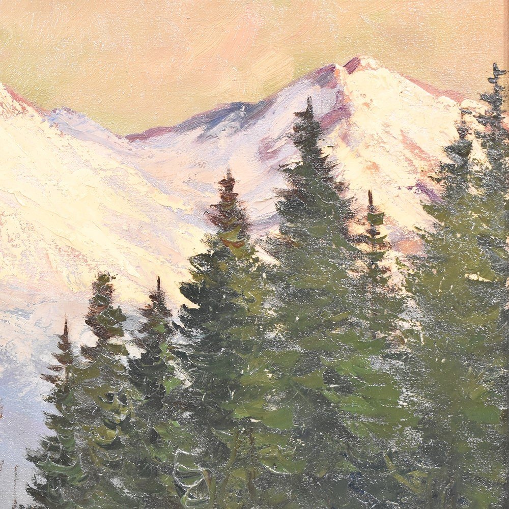 Landscape Painting, Mountain Landscape Painting, Alps, Oil On Canvas, XX. (qp444)-photo-4