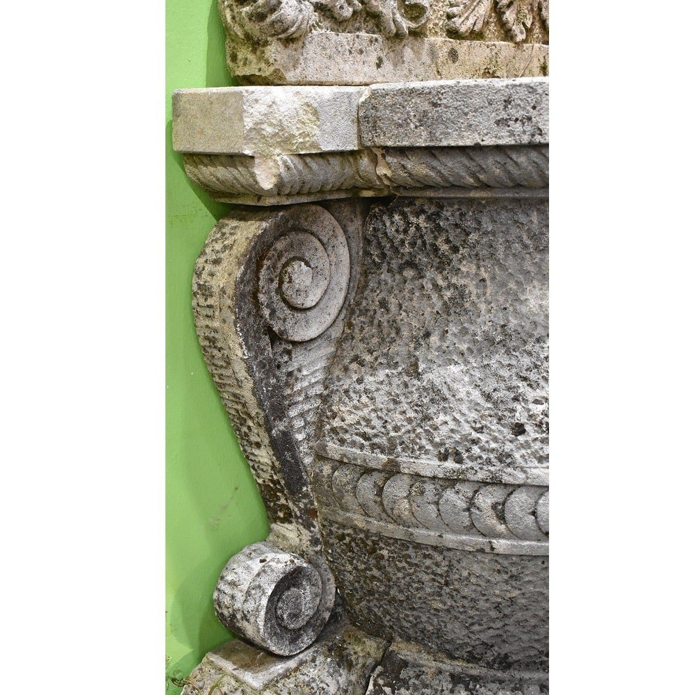 Antique Sculptures, Wall Fountain With Mask, Vicenza Stone, Late 19th Century. (sfon 71)-photo-4