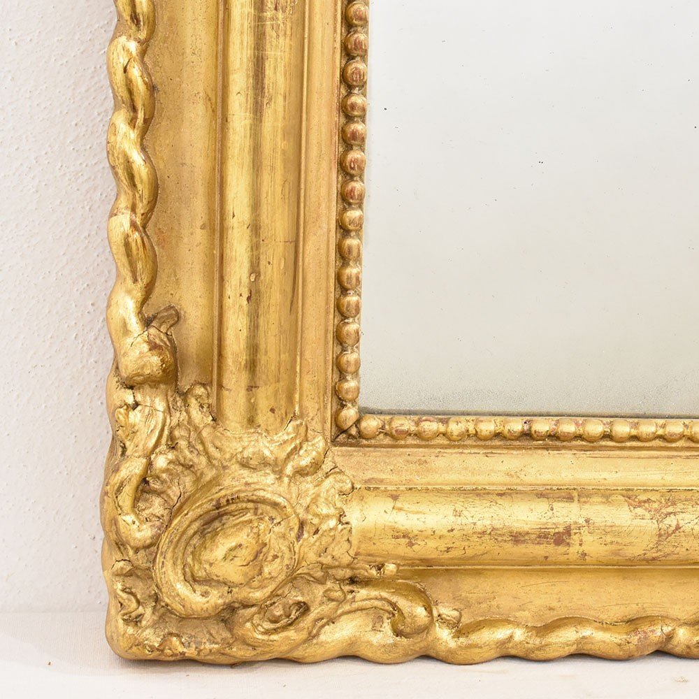 Antique Gold Leaf Mirror, Small Rectangular Wall Mirror, Louis Philippe Mirror, XIX. (spr151)-photo-4