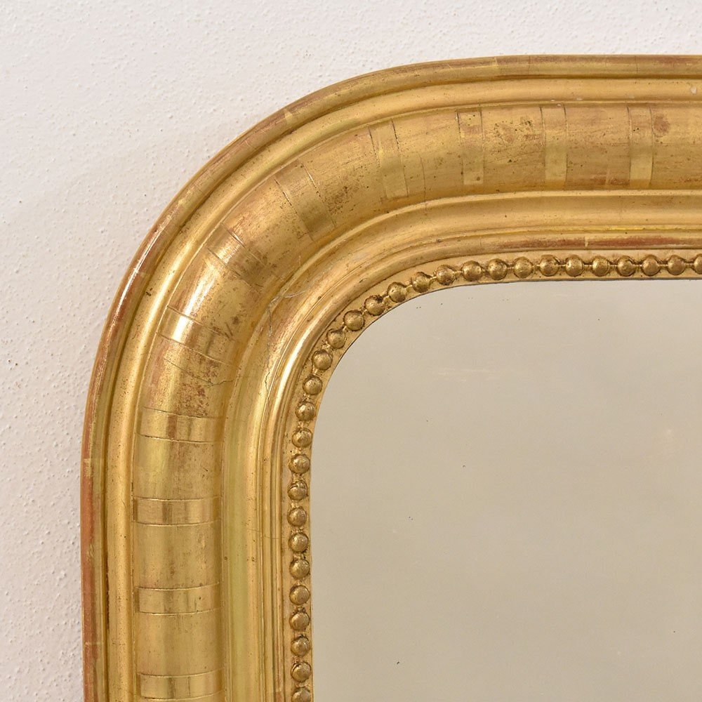 Small Antique Louis Philippe Mirror, Gilded Mirror, Antique Gold Leaf Mirror, XIX. (sp153)-photo-4