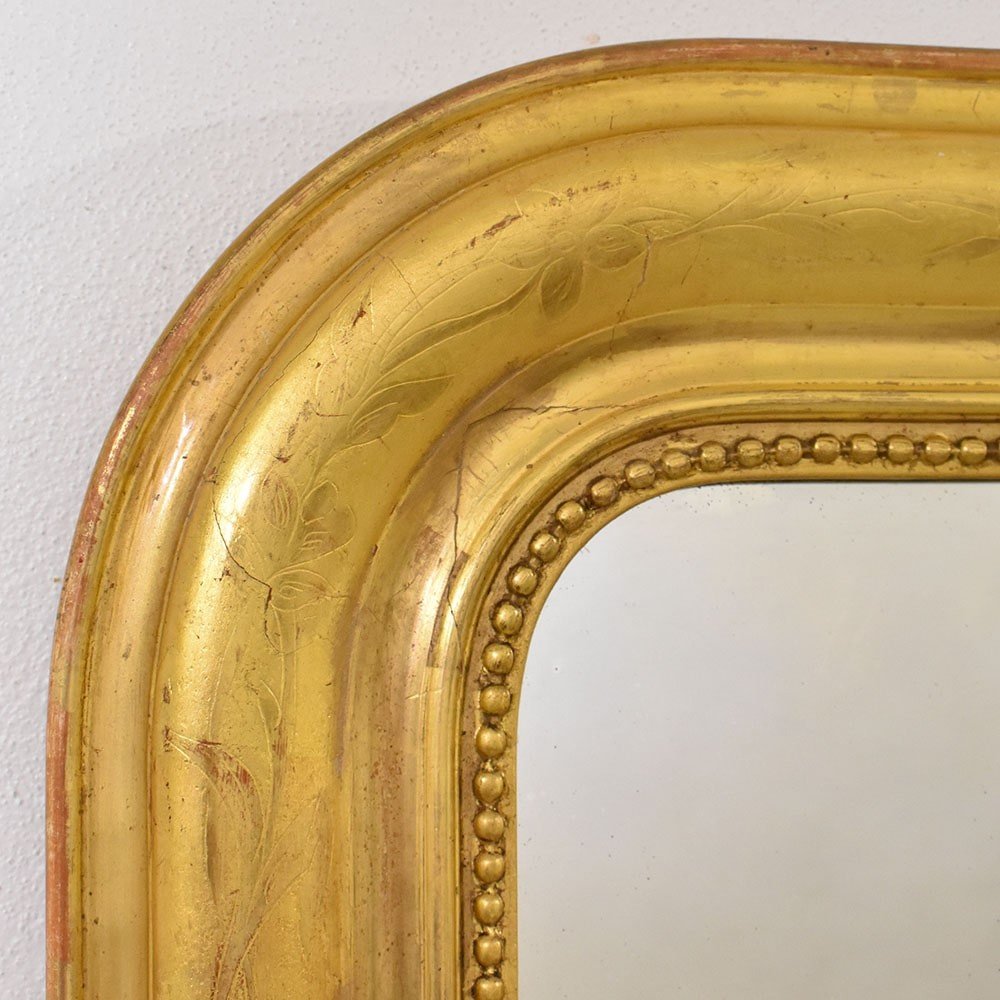 Antique Louis Philippe Mirror, Gilded Mirror, Antique Gold Leaf Mirror, XIX Century.  (sp156)-photo-1