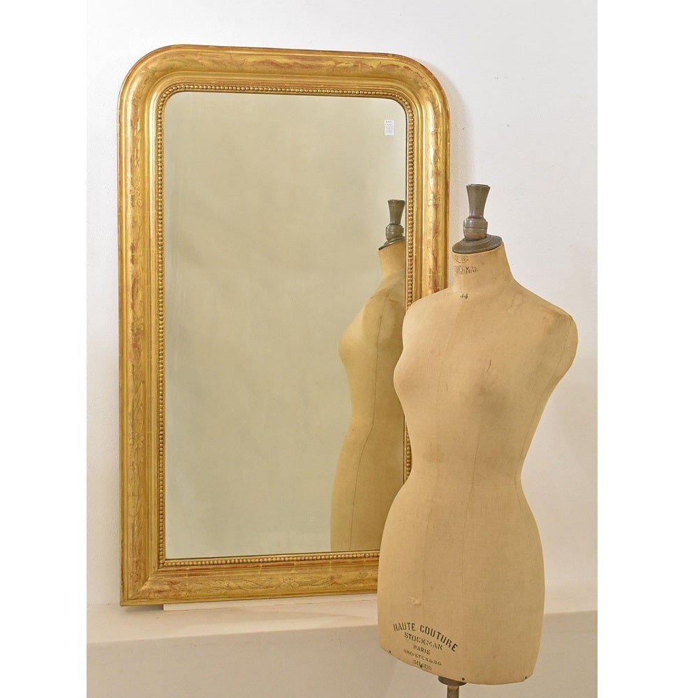 Antique Louis Philippe Mirror, Gilded Wall Mirror, Antique Gold Leaf Mirror, XIX.  (sp167)