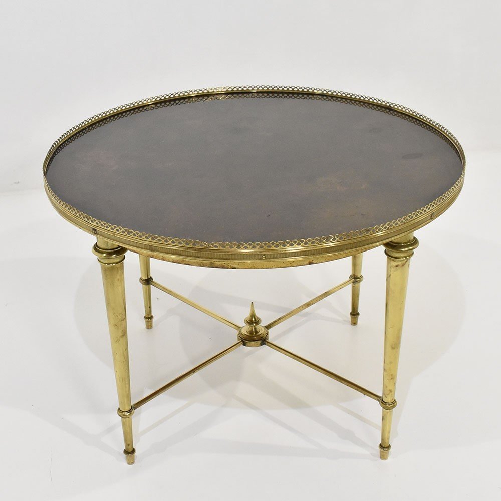 Low Brass Coffee Table, Maison Bagués, French 1950s. (tav33)-photo-2