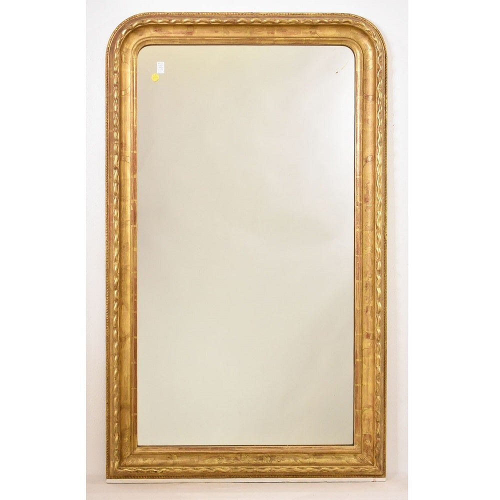 Antique Louis Philippe Mirror, Gilded Mirror, Antique Gold Leaf Mirror, XIX Century.  (sp168)-photo-2