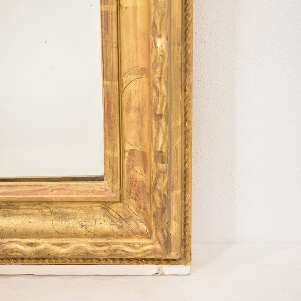 Antique Louis Philippe Mirror, Gilded Mirror, Antique Gold Leaf Mirror, XIX Century.  (sp168)-photo-3