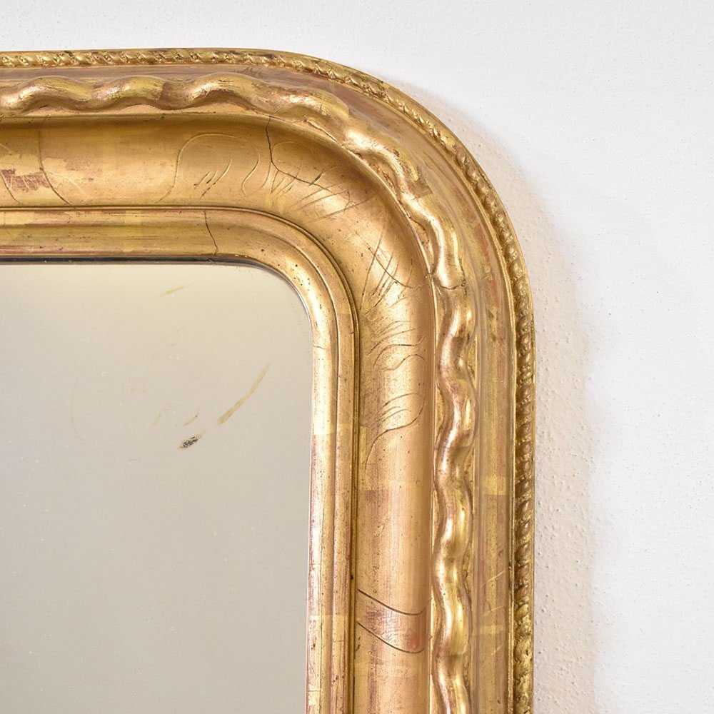 Antique Louis Philippe Mirror, Gilded Mirror, Antique Gold Leaf Mirror, XIX Century.  (sp168)-photo-4