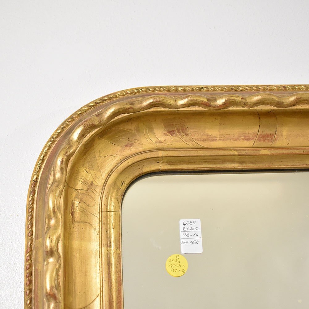 Antique Louis Philippe Mirror, Gilded Mirror, Antique Gold Leaf Mirror, XIX Century.  (sp168)-photo-5