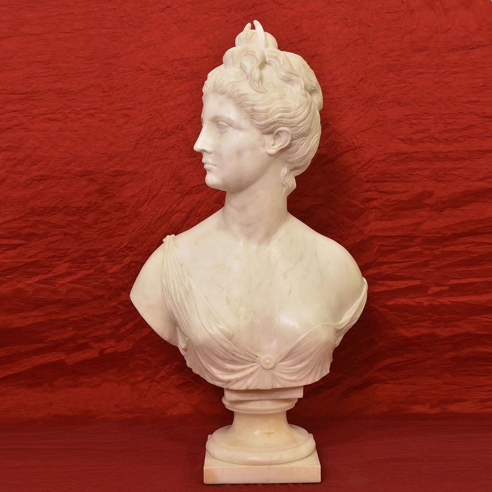 Antique Statues, Marble, Woman Sculpture, Diana The Huntress, XIX Century. (stma76)-photo-2