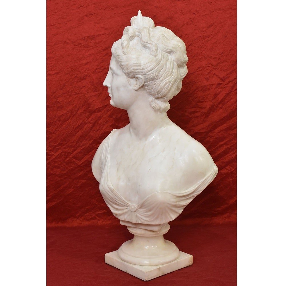 Antique Statues, Marble, Woman Sculpture, Diana The Huntress, XIX Century. (stma76)-photo-4