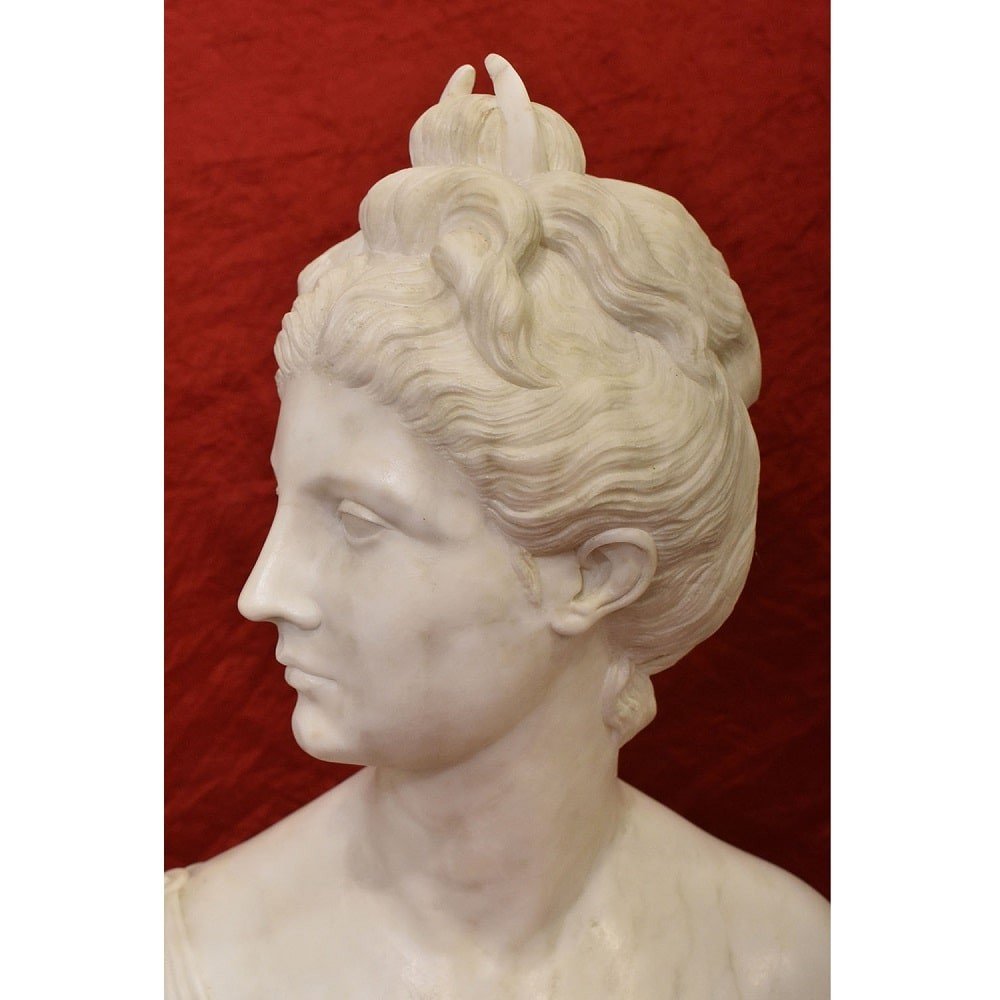 Antique Statues, Marble, Woman Sculpture, Diana The Huntress, XIX Century. (stma76)-photo-1