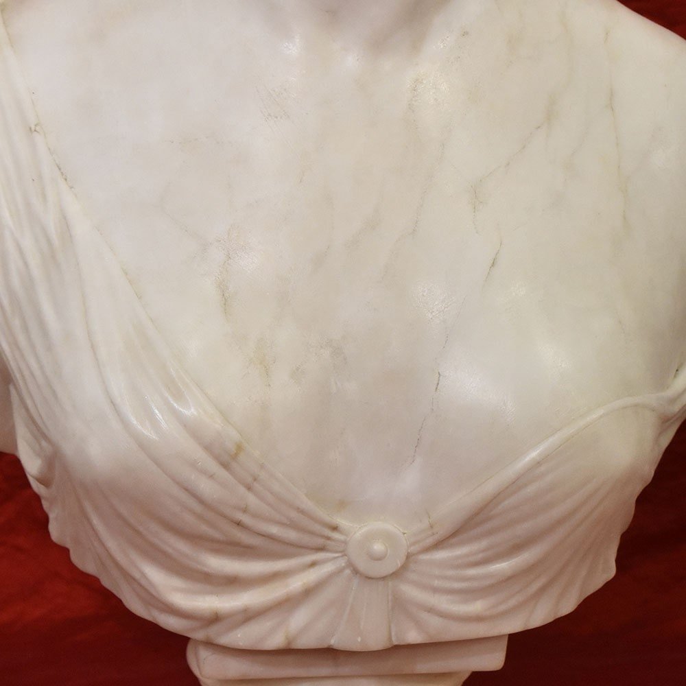 Antique Statues, Marble, Woman Sculpture, Diana The Huntress, XIX Century. (stma76)-photo-3