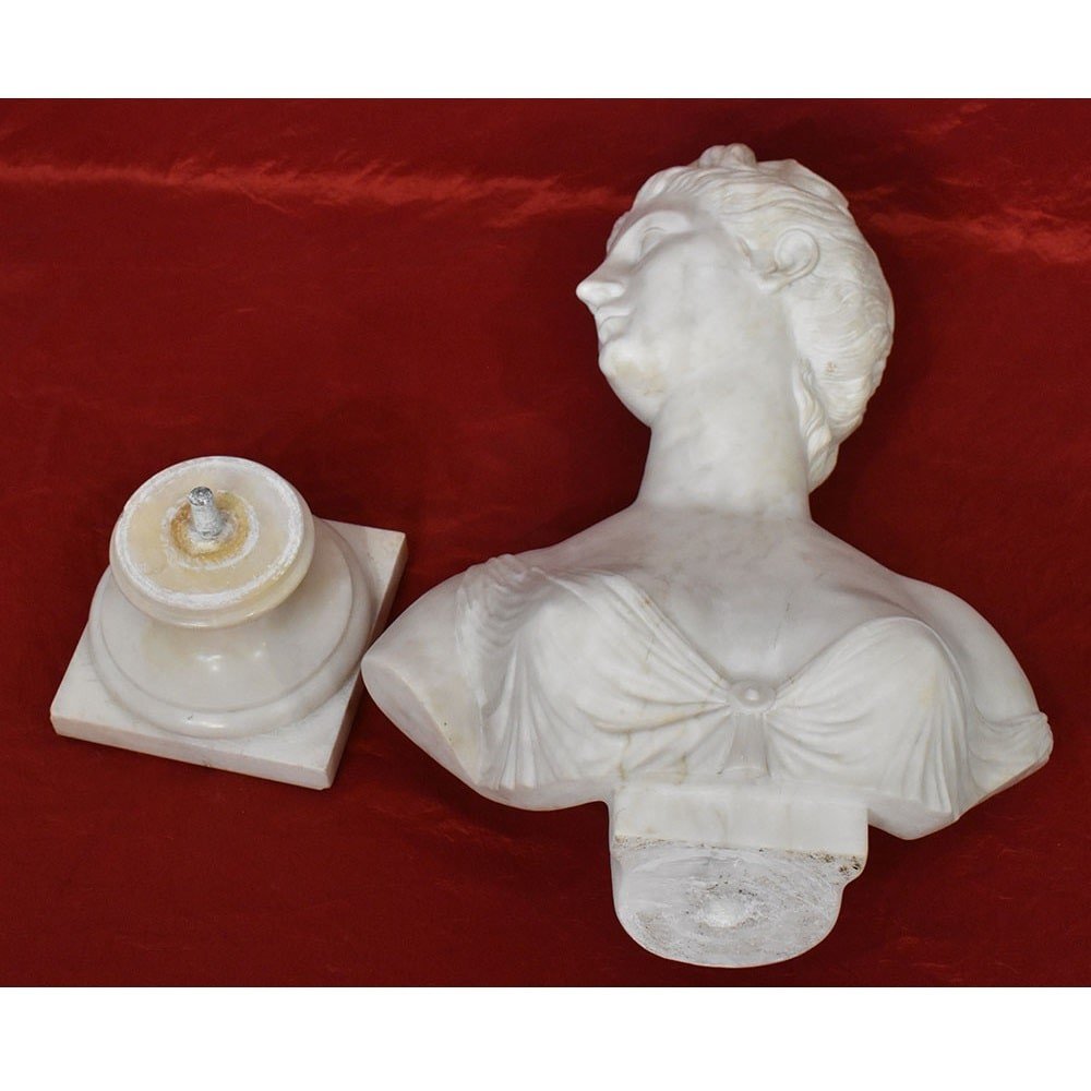 Antique Statues, Marble, Woman Sculpture, Diana The Huntress, XIX Century. (stma76)-photo-5