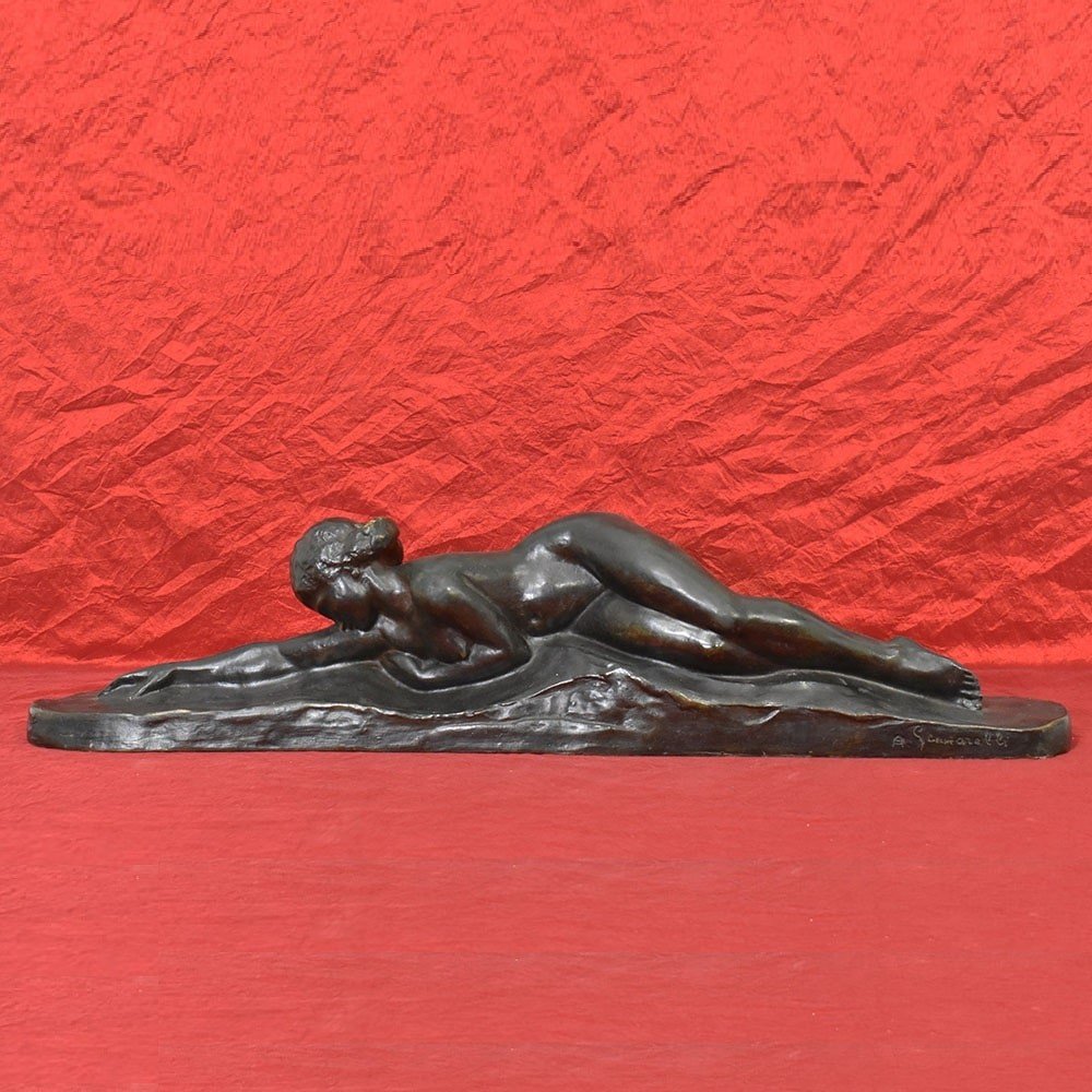 Sculptures Bronze, Art Déco, Sculpture Femme, Amedeo Gennarelli, Début XXème Siècle.(STB78)-photo-2