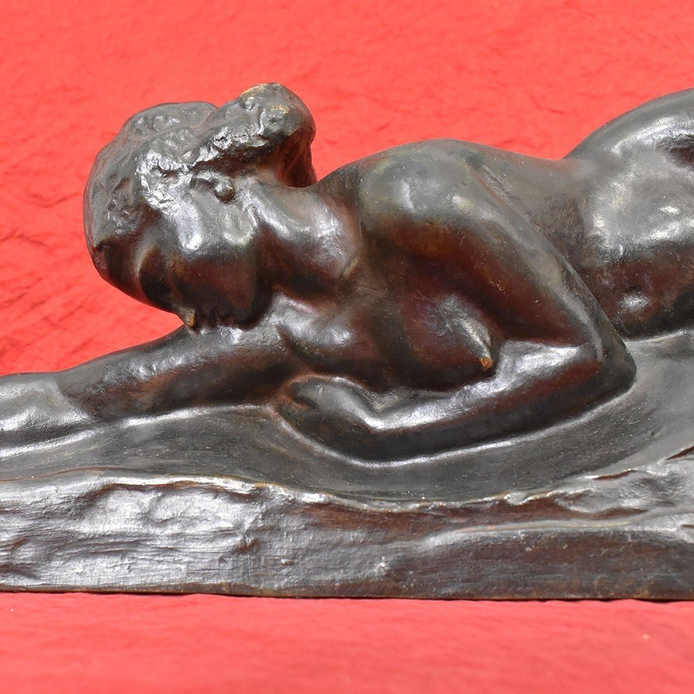 Sculptures Bronze, Art Déco, Sculpture Femme, Amedeo Gennarelli, Début XXème Siècle.(STB78)-photo-3