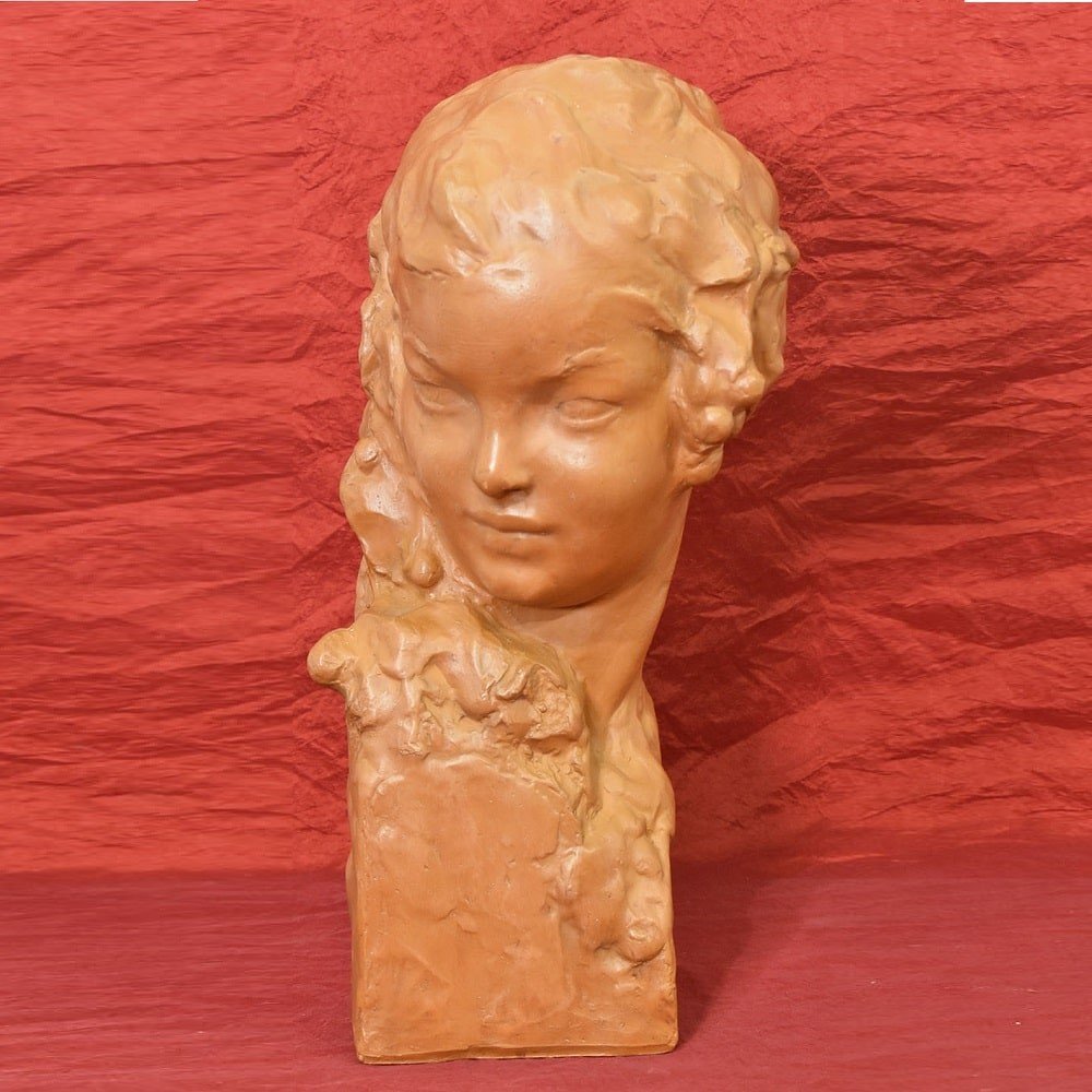 Art Déco Sculpture, Terracotta, Maternity, Signed Gennarelli, 20th Century. (stte81)-photo-2