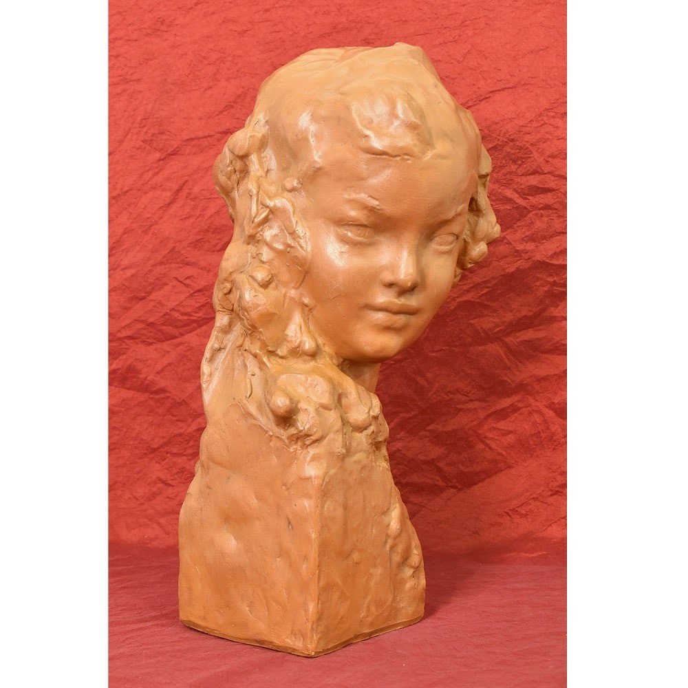 Art Déco Sculpture, Terracotta, Maternity, Signed Gennarelli, 20th Century. (stte81)-photo-3