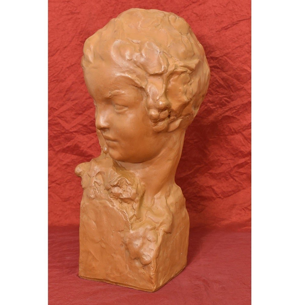 Art Déco Sculpture, Terracotta, Maternity, Signed Gennarelli, 20th Century. (stte81)-photo-4