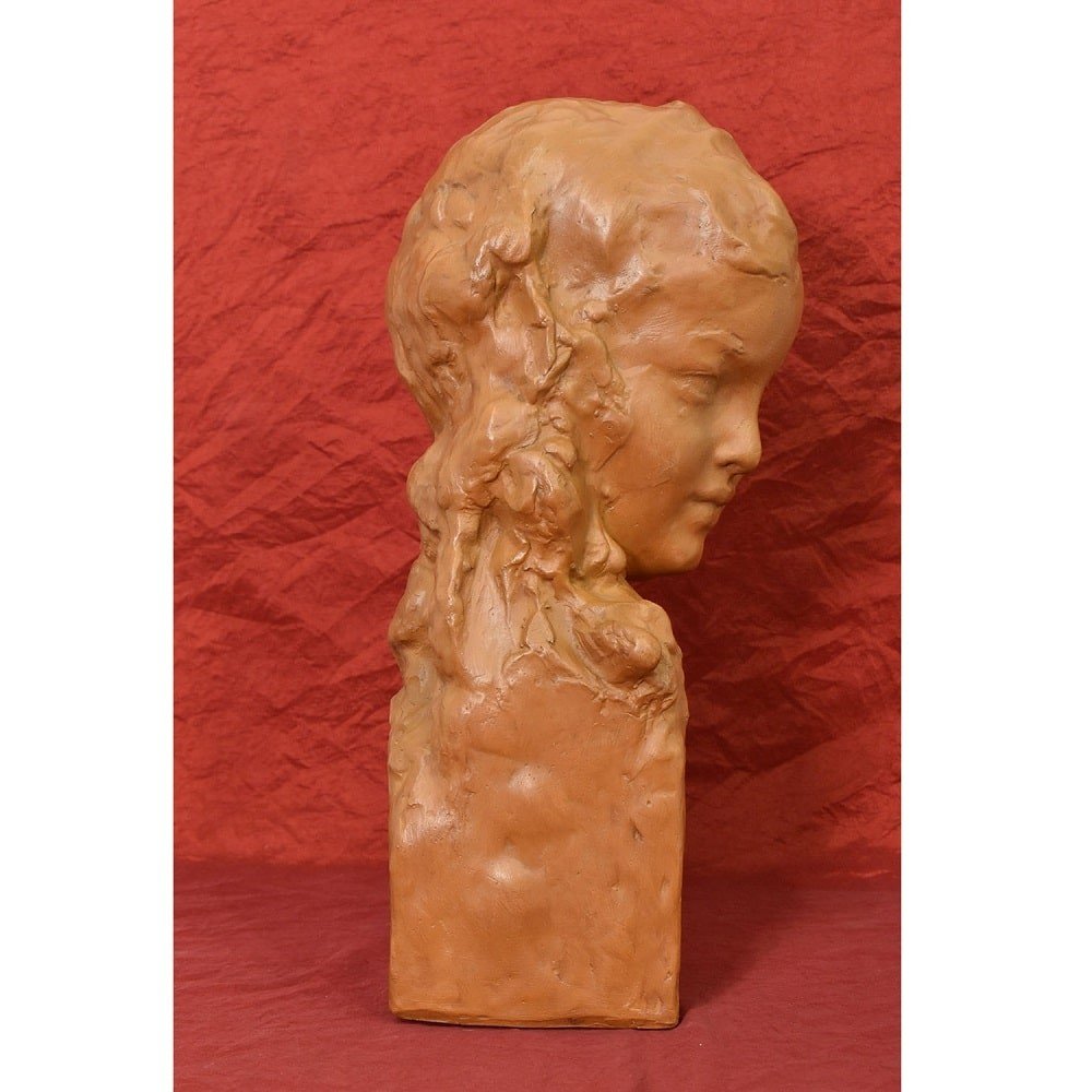 Art Déco Sculpture, Terracotta, Maternity, Signed Gennarelli, 20th Century. (stte81)-photo-1