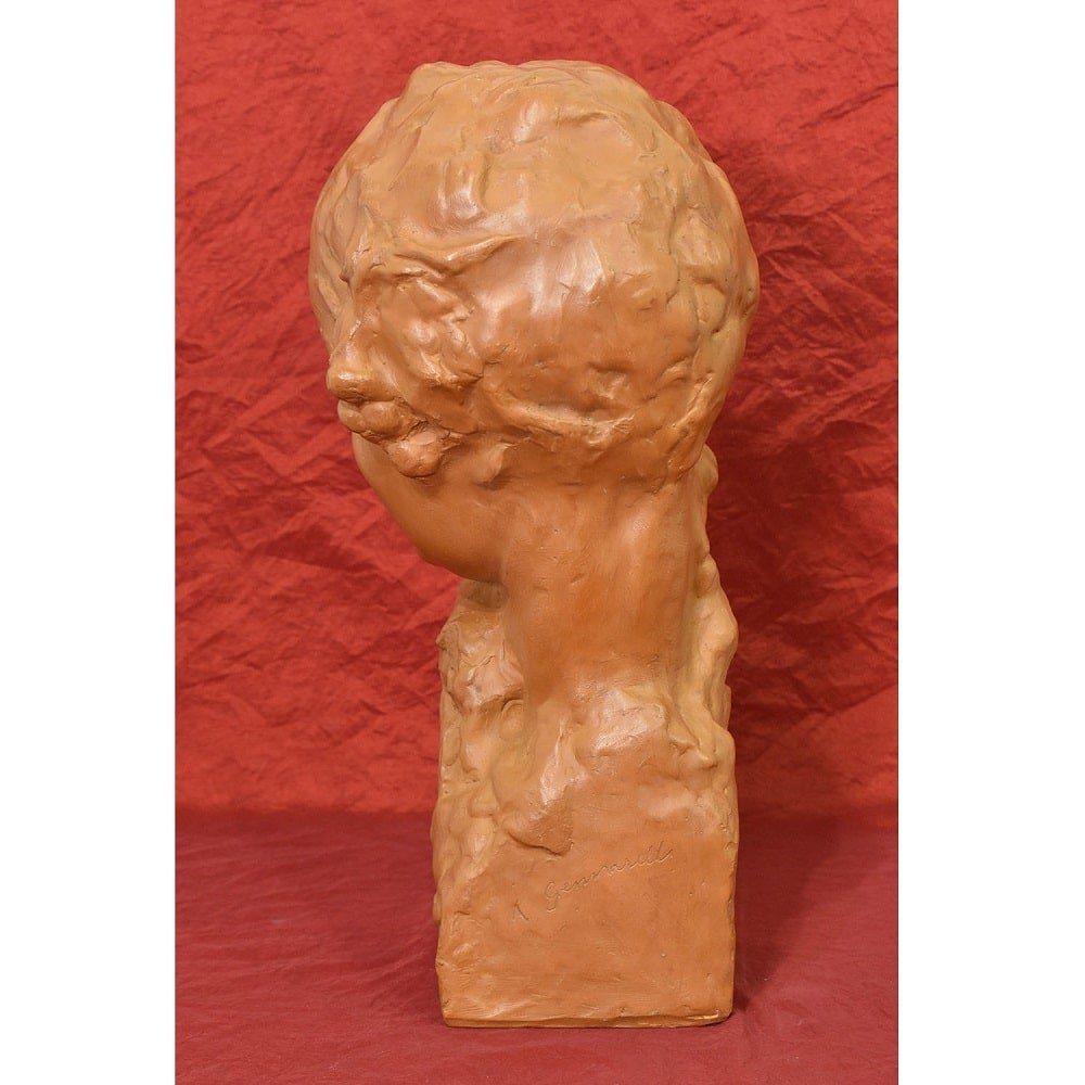 Art Déco Sculpture, Terracotta, Maternity, Signed Gennarelli, 20th Century. (stte81)-photo-2