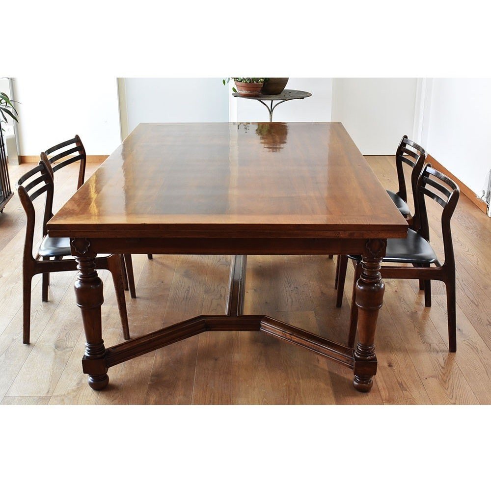 Antique Furniture, Large Rectangular Extendable Hall Table, Walnut, XIX Century. (tav36)-photo-2