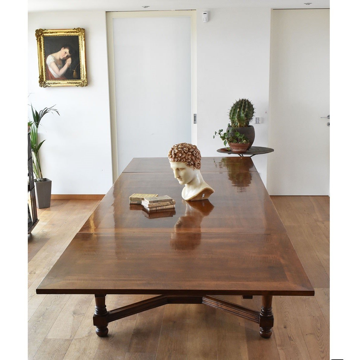 Antique Furniture, Large Rectangular Extendable Hall Table, Walnut, XIX Century. (tav36)-photo-2