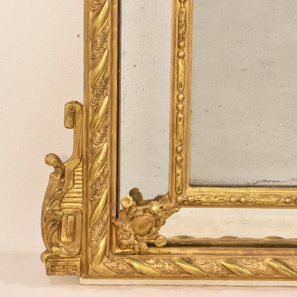 Élégant Miroir De Cheminée Ancien Avec Oiseaux, Miroir Doré Ancien, Parecloses, XIXè Siècle. (S-photo-4