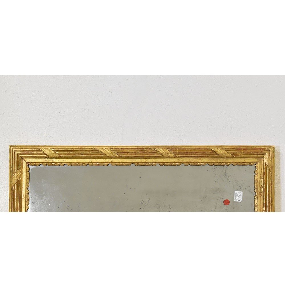  Antique Small Gold Leaf Mirror, Rectangular Wall Mirror, Carved Wooden Frame, XVIII. (spr185)-photo-1