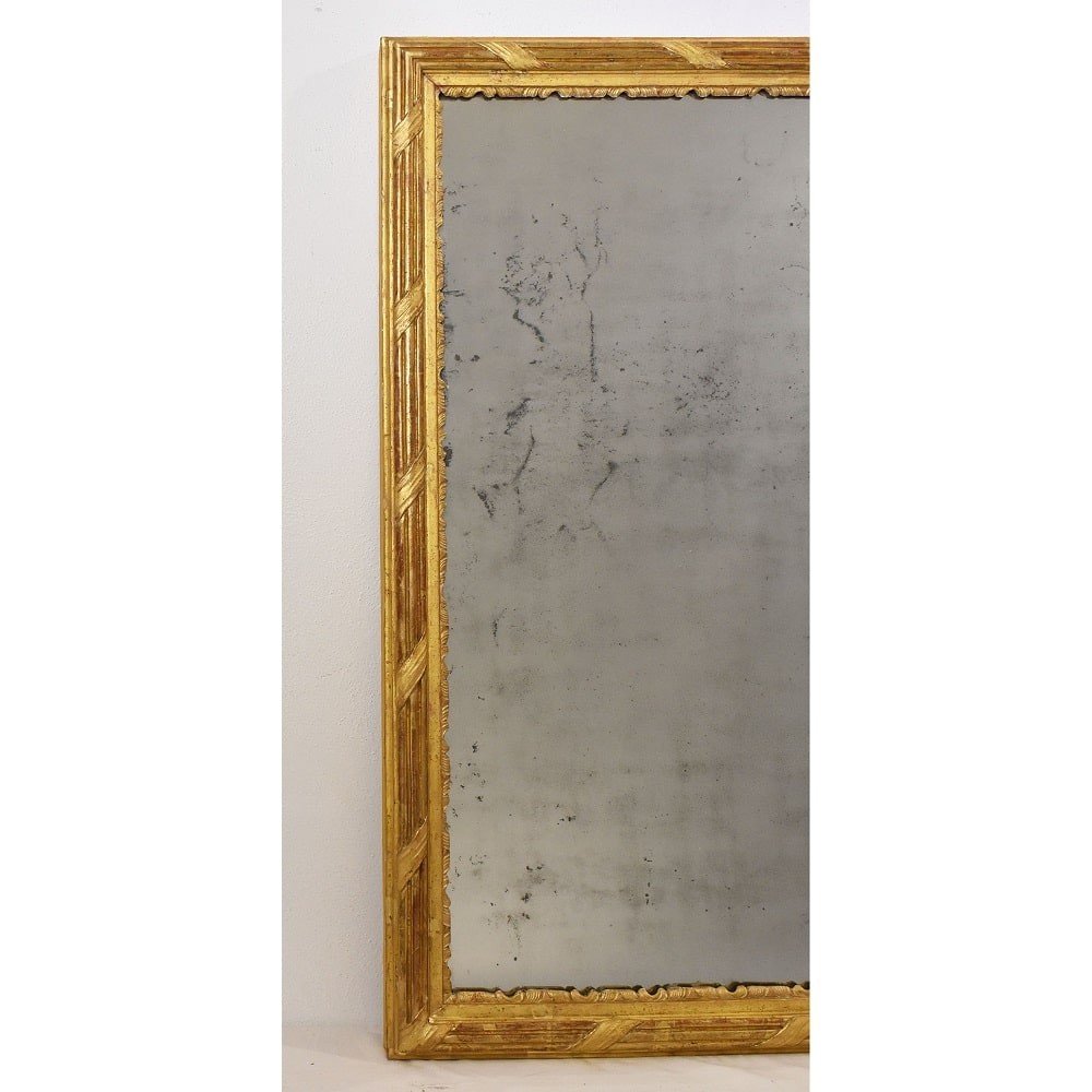  Antique Small Gold Leaf Mirror, Rectangular Wall Mirror, Carved Wooden Frame, XVIII. (spr185)-photo-5