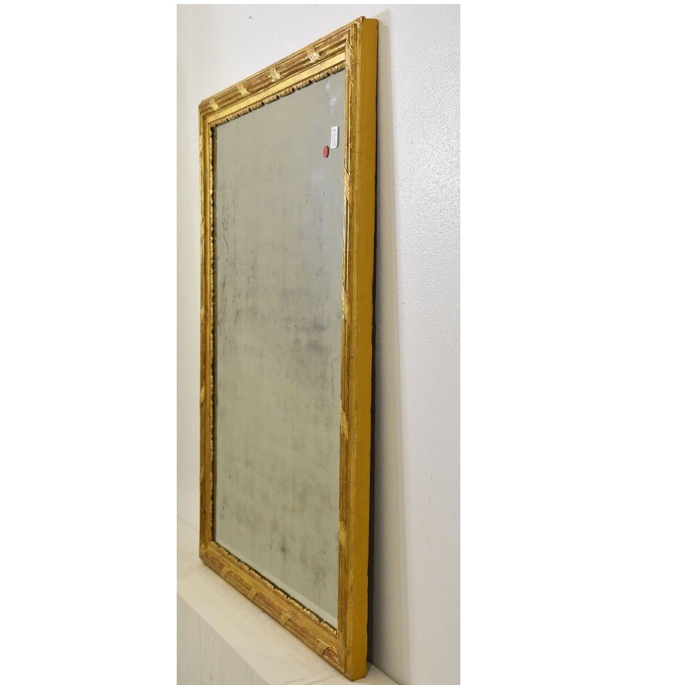  Antique Small Gold Leaf Mirror, Rectangular Wall Mirror, Carved Wooden Frame, XVIII. (spr185)-photo-7