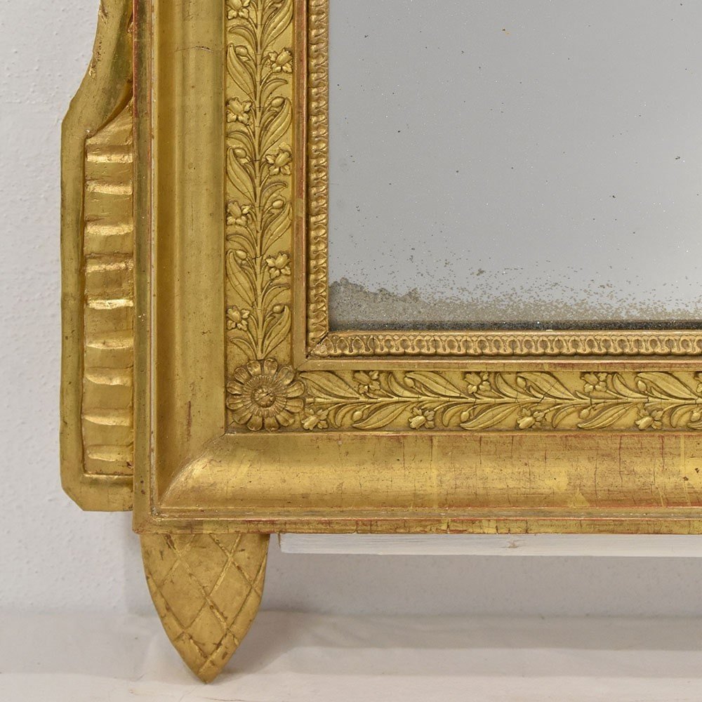 Antique Gold Leaf Mirror, Rectangular Wall Mirror Avec Birds And Flowers, XVIII . (spc186)-photo-3