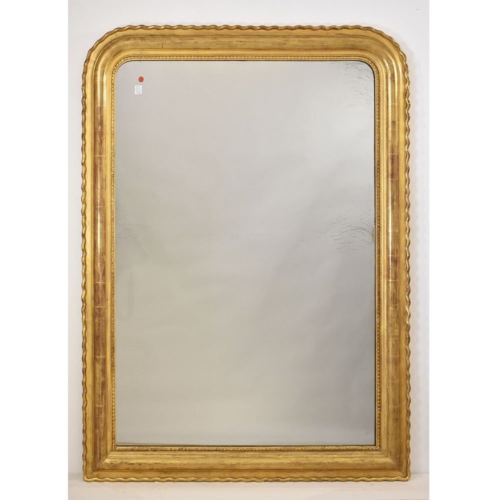 Antique Miroir Louis Philippe, Rectangulaire, Miroirs Doré Anciens, XIXè Siècle. (SP189)-photo-2