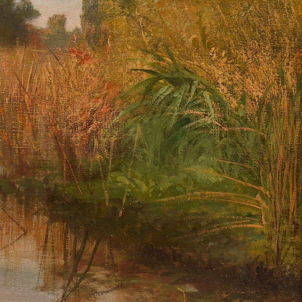 Tableau Ancien, Laurens Albert F. A., Paysage Avec Rivière, Huile Sur Toile, XIX. (QP632)-photo-1