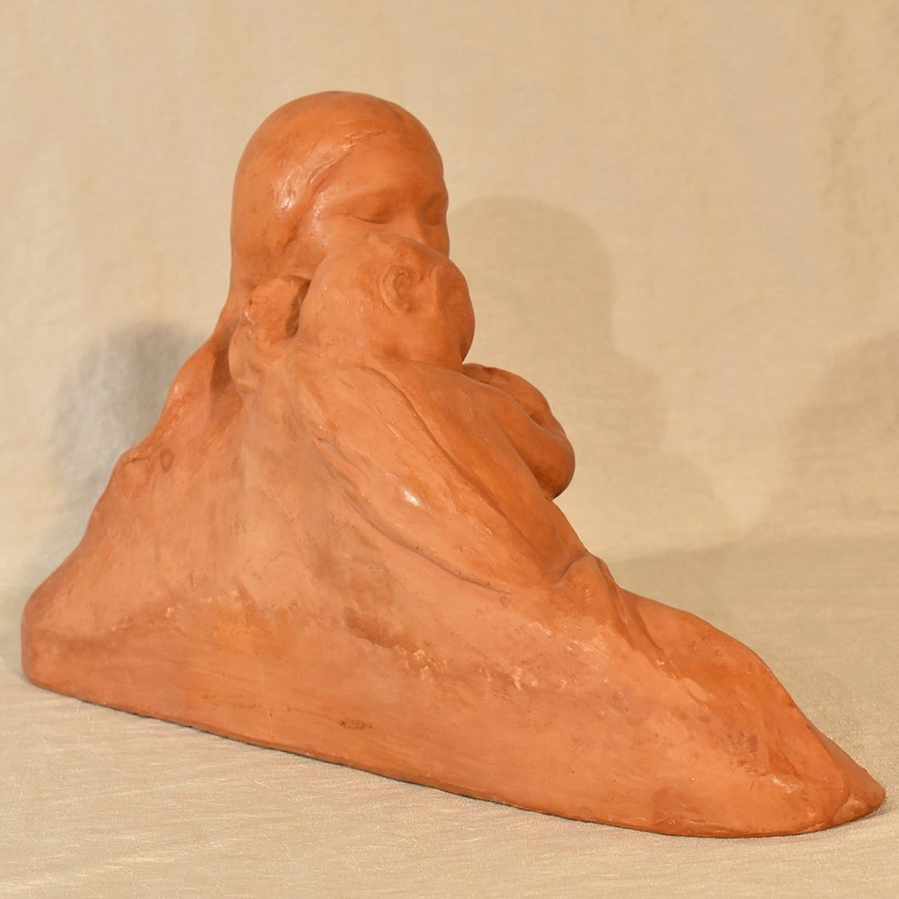 Art Deco Sculpture, Nude Woman, Terracotta, Signed Gennarelli, 20th Century. (stte60)-photo-2