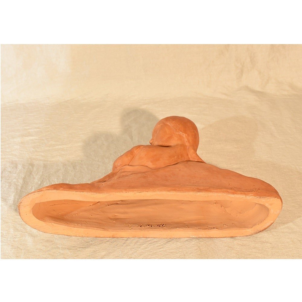 Art Deco Sculpture, Nude Woman, Terracotta, Signed Gennarelli, 20th Century. (stte60)-photo-5