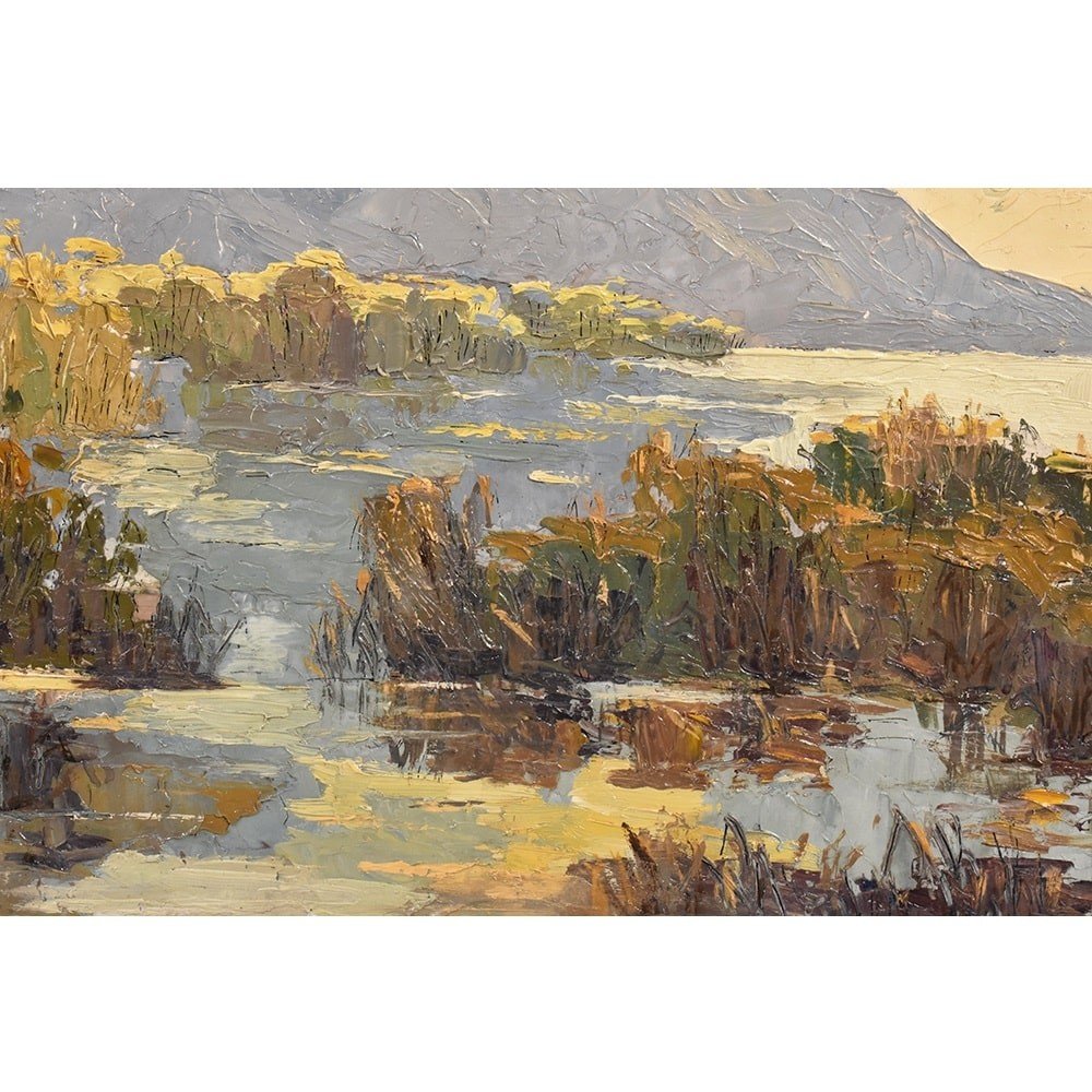 Antique painting, Landscape Oil Painting, Art Deco, Early 20th Century. (qp 383)-photo-4