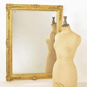 Antique Gold Leaf Mirror, Rectangular Wall Mirror, Louis Philippe Mirror, XIX Century. (spr163)