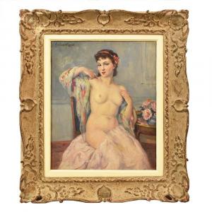 Nude Oil Painting, Nude Woman Oil Painting, Oil On Canvas, XX Century. (qn357)