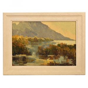 Antique painting, Landscape Oil Painting, Art Deco, Early 20th Century. (qp 383)