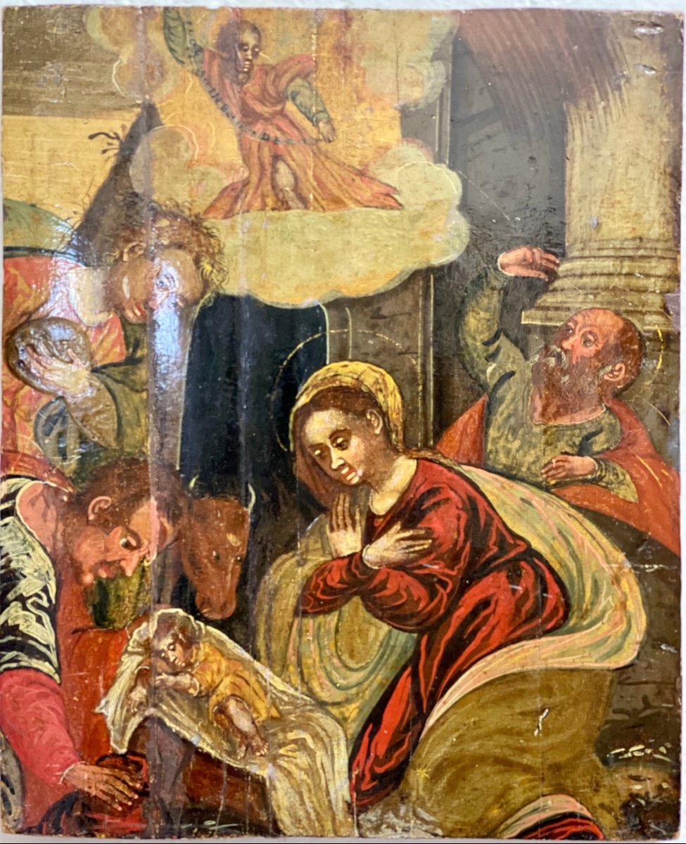 Nativity, Venetian-cretan School (oil On Panel, Late 16th Century)