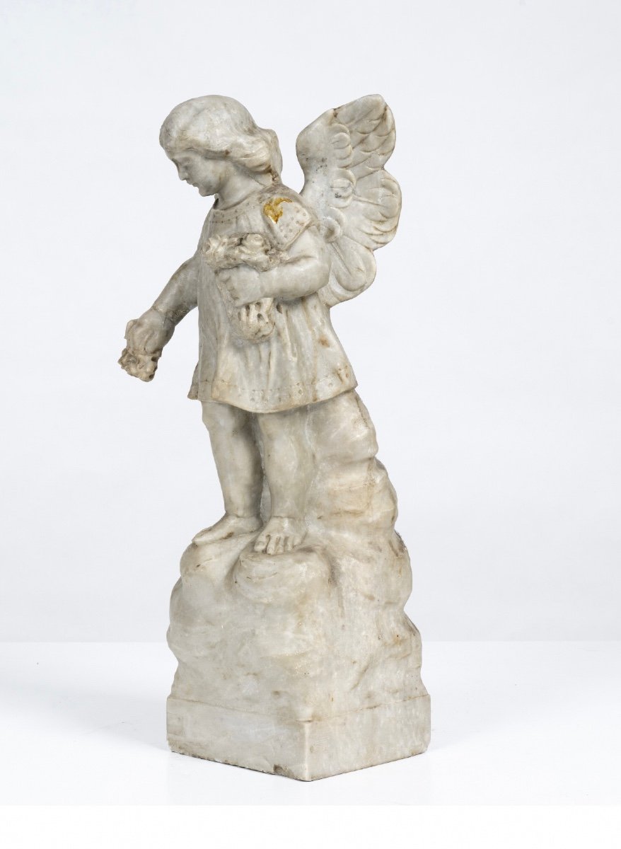 Winged Angel In Marble. 18th Century-photo-2